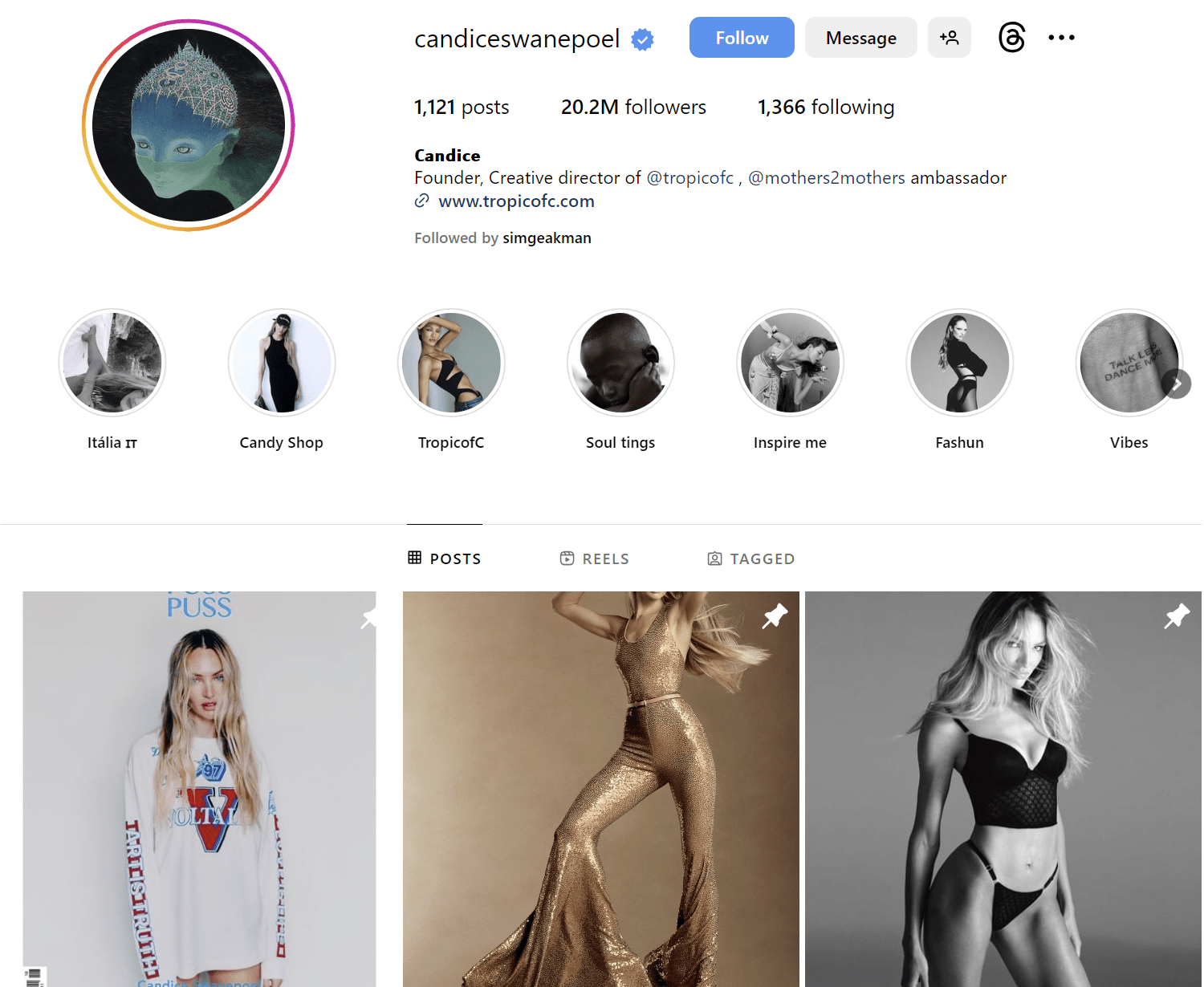 Candice Swanepoel Instagram Profile