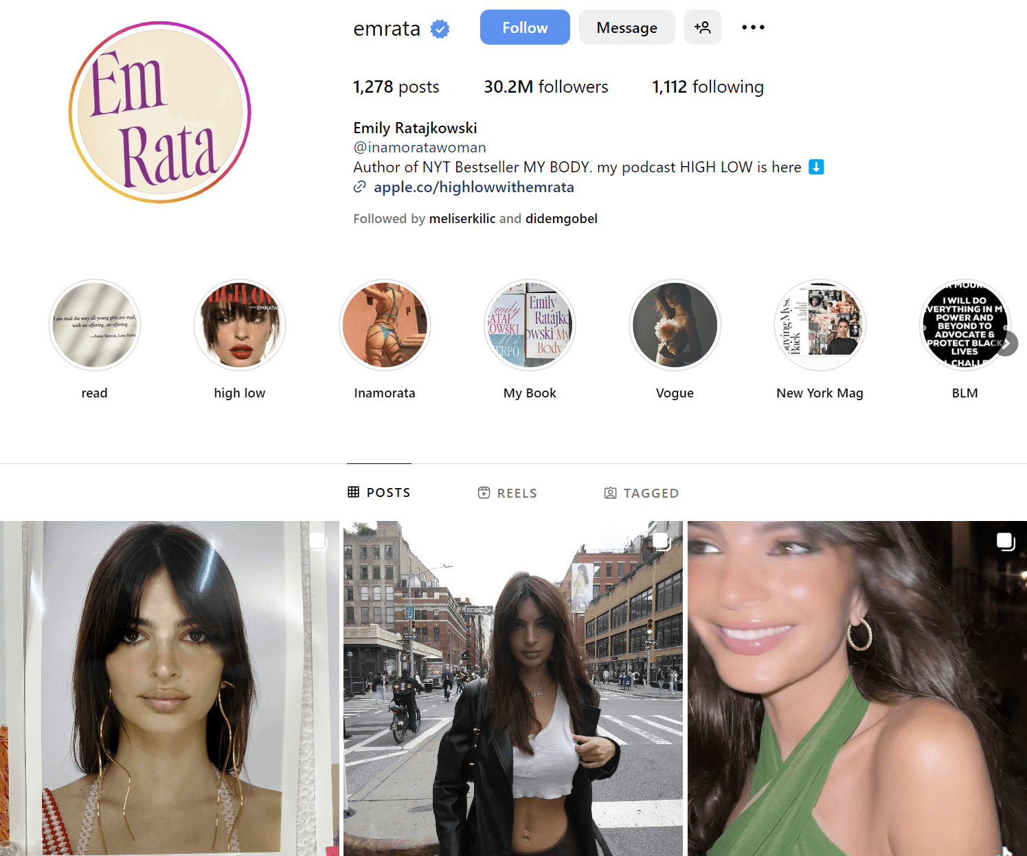 Emily Ratajkowski Instagram Profile