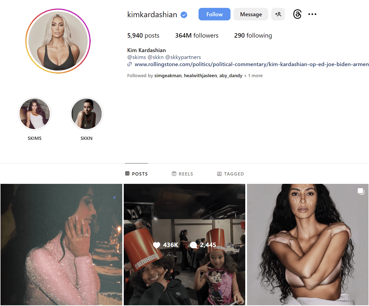 Kim Kardashian Instagram Profile