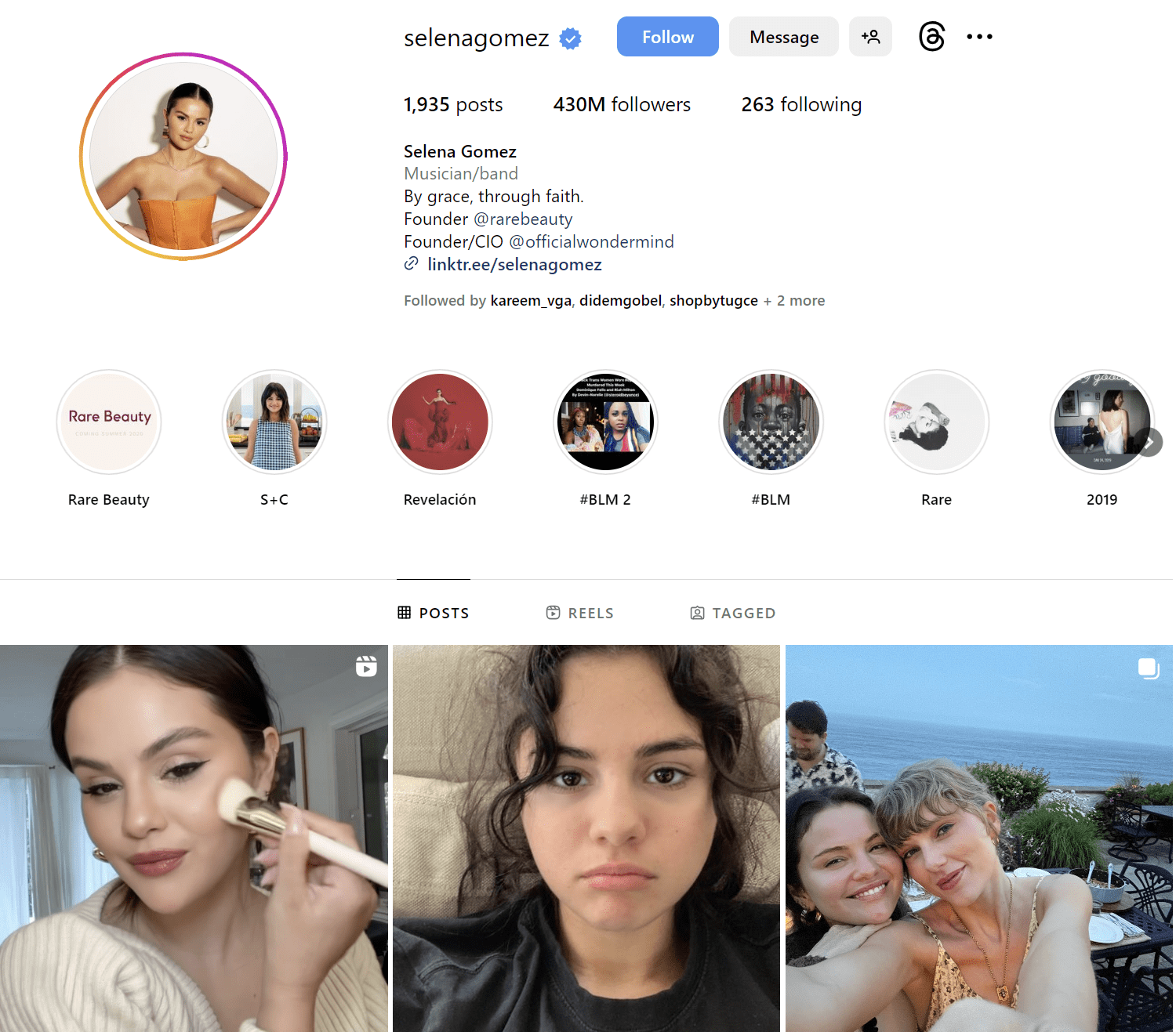 Selena Gomez Instagram Profile