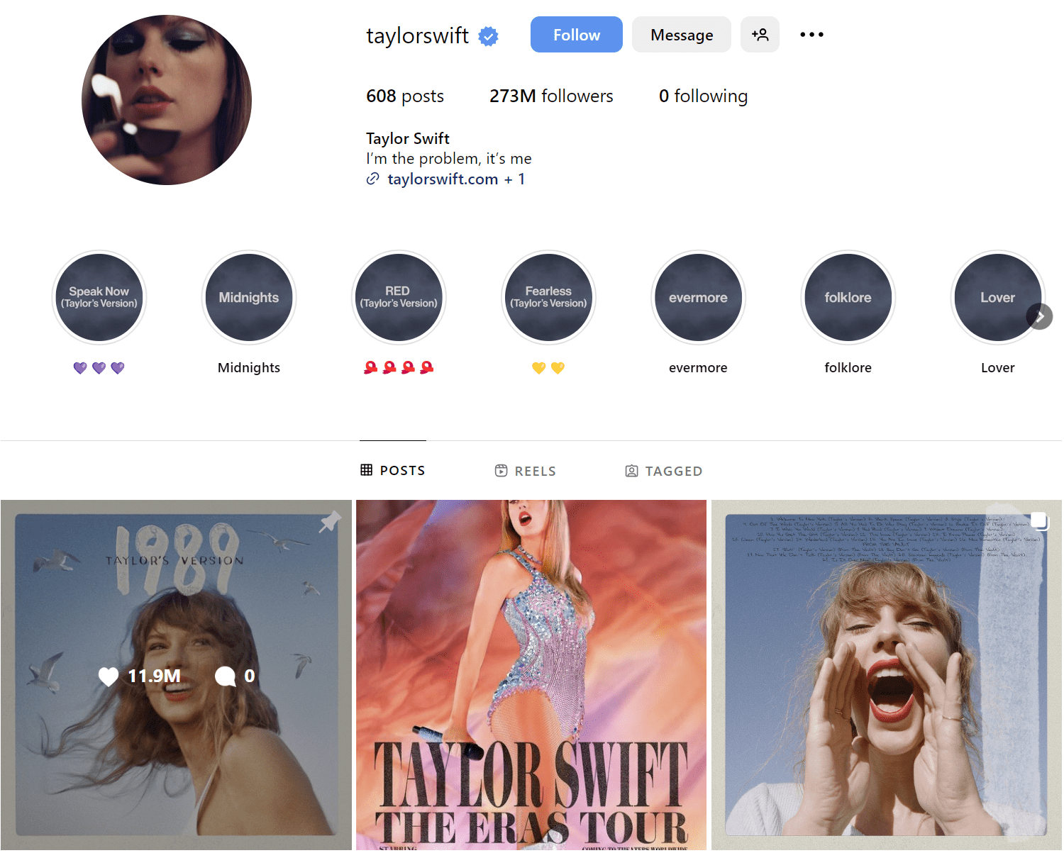Taylor Swift Instagram Profile